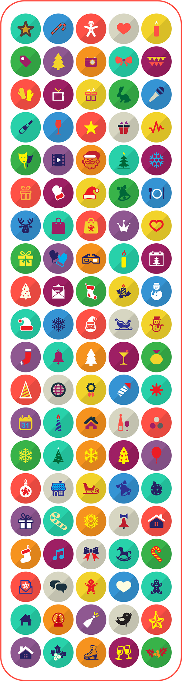 100 Free Merry Christmas & Happy New Year Icons 2014