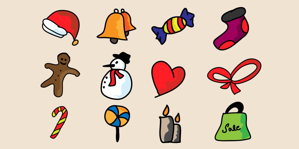 12 Free Hand Doodle Christmas Icons