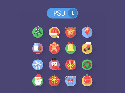 16 flat Christmas icons