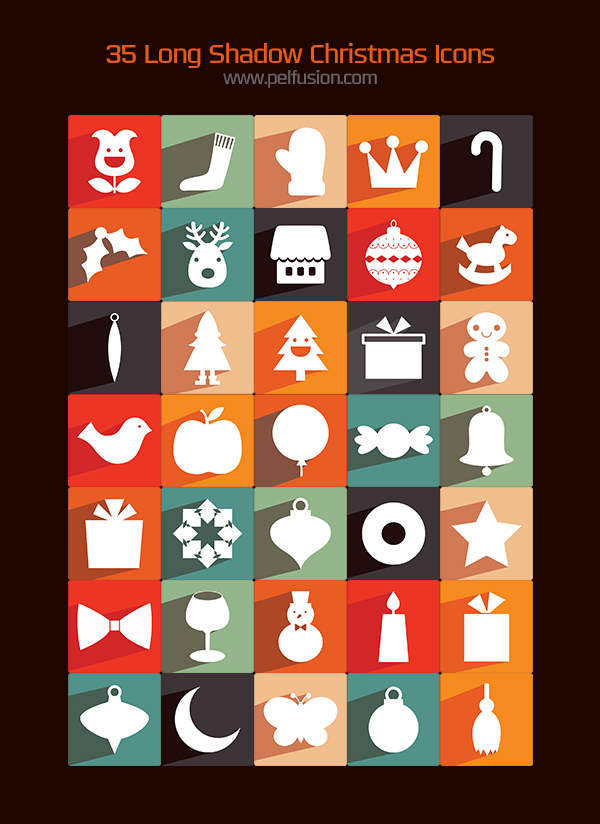 35 New Free Long Shadow Christmas Icons