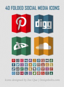 40 Free Folded Social Media Icons