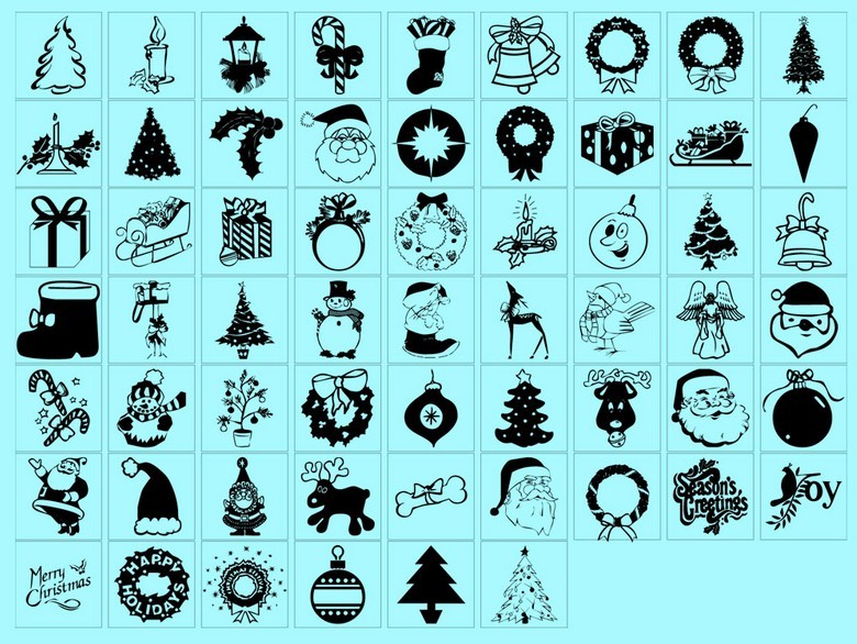 58 Christmas icons with santa