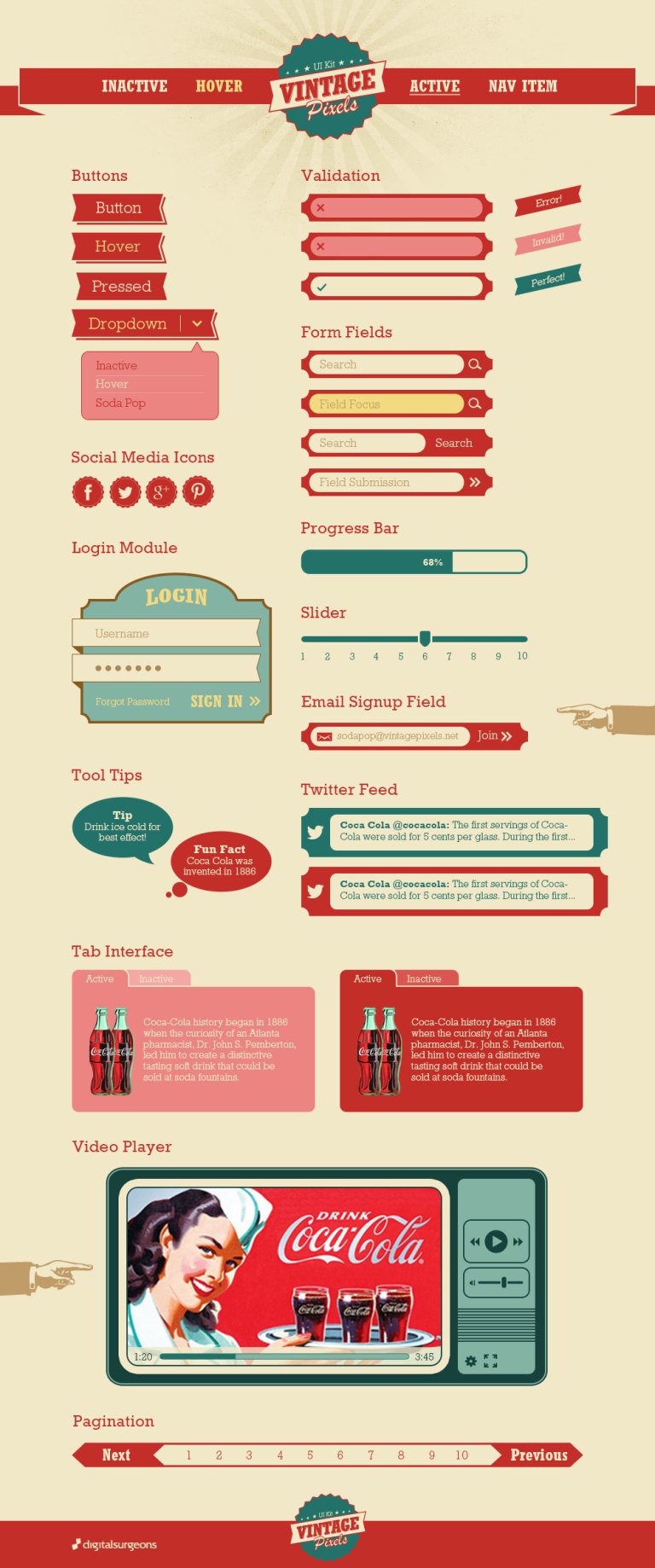 An Old School Vintage Web UI Kit - Vintage Pixels