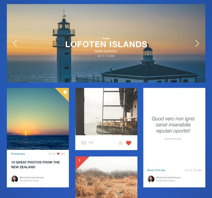 Boring cards UI kit