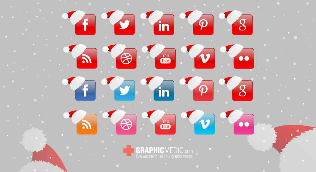 Christmas Vector Social Icons Set