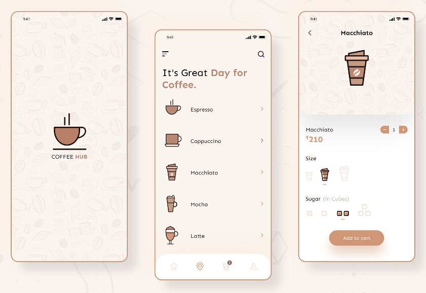 Coffee Shop App UI For Adobe XD