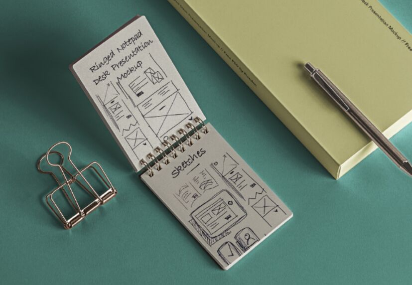 Desk Psd Ringed Notepad Mockup