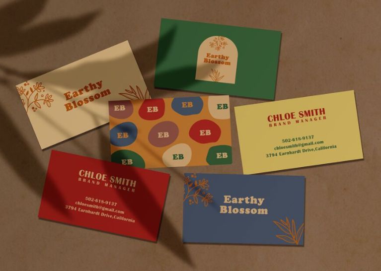 EARTHY BLOSSOM Business Card Mockup Collection