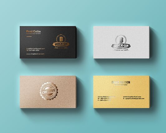 Foil Business Cards Mockup PSD