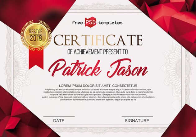 FREE CERTIFICATE TEMPLATE IN PSD