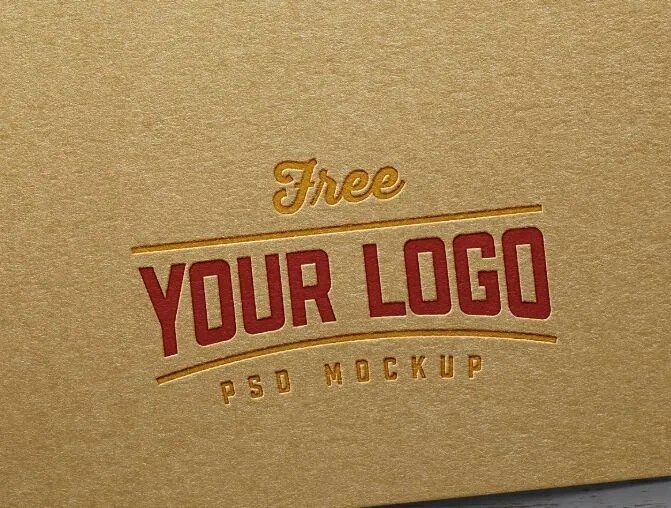 Free Kraft Paper Letterpress Logo Mockup PSD