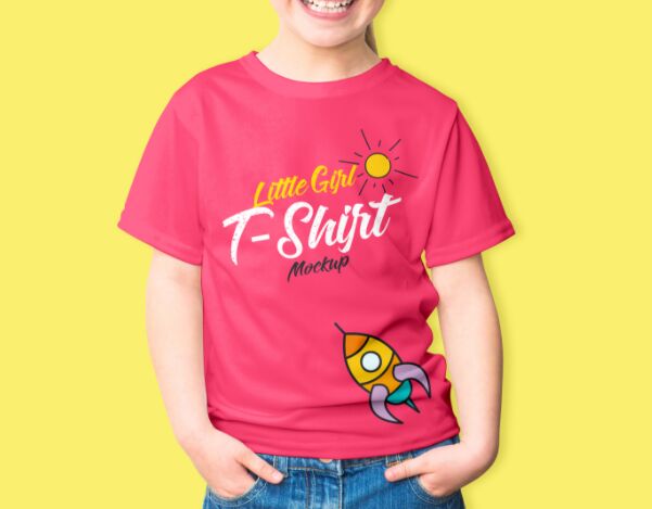 Free Little Girl T-Shirt Mockup PSD