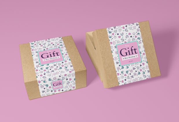Free Packaging Craft Paper Gift Box Mockup PSD 2018