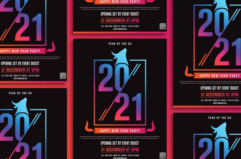 Happy New Year 2021 Party Flyer Design