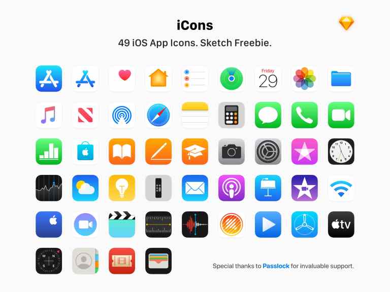 iOS App Vector Icons Pack For Sketch App
