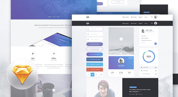 Land.io UI Kit + Landing Page Design