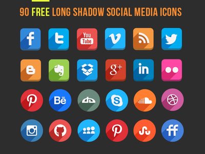 Long Shadow Icons (Free PSD)