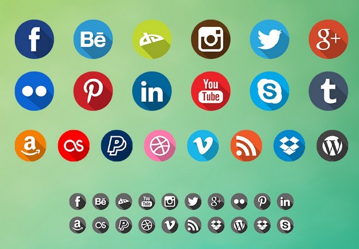 Long Shadow Social Icons Pack