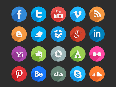 Long Shadow Social Media Icons