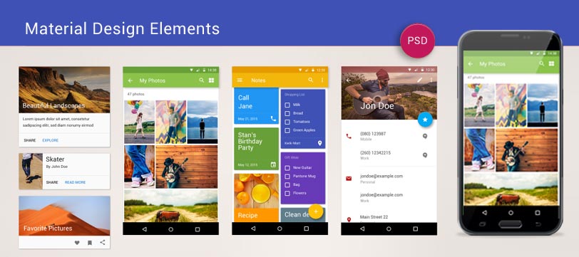Material Design Elements PSD Freebie