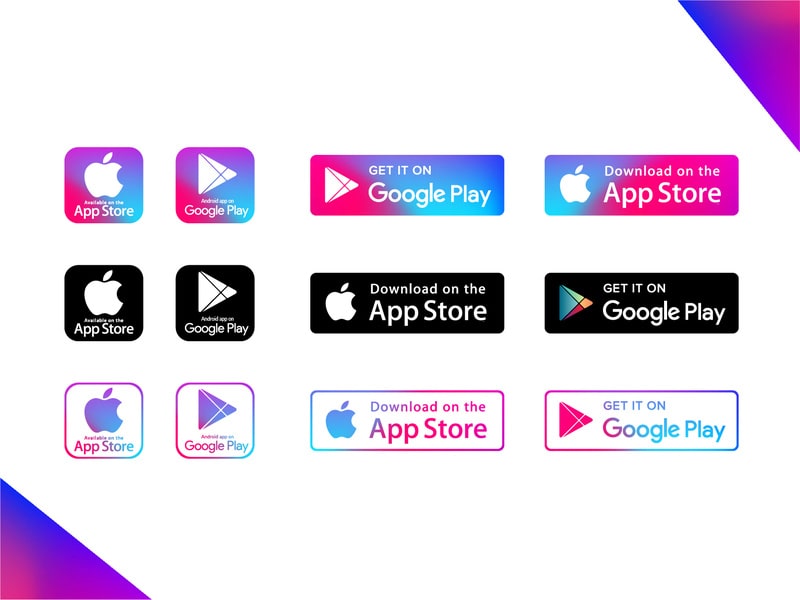 Play Store & App Store Vector Icons