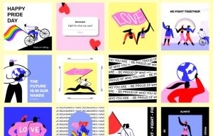 Pride Social Media Templates with Illustrations