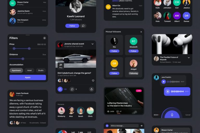 Social UI Kit Dark Mode
