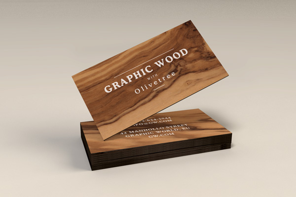 Wooden Business Cards MockUp
