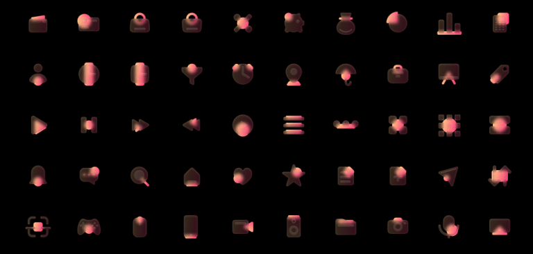 100 Glassmorphism Style Icons Orange