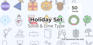 100 Holiday Icons For Figma App Line Style Cover