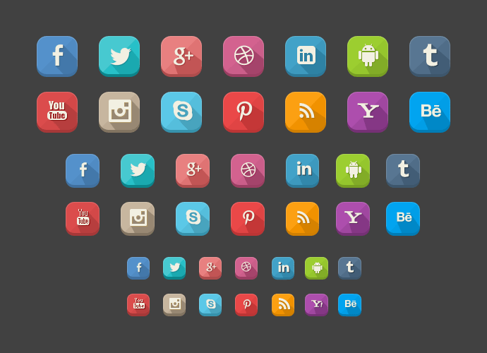 42 Long Shadow Social Icons(PSD)
