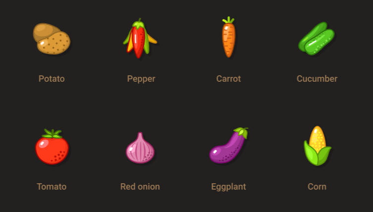 8 Vegetables Icons