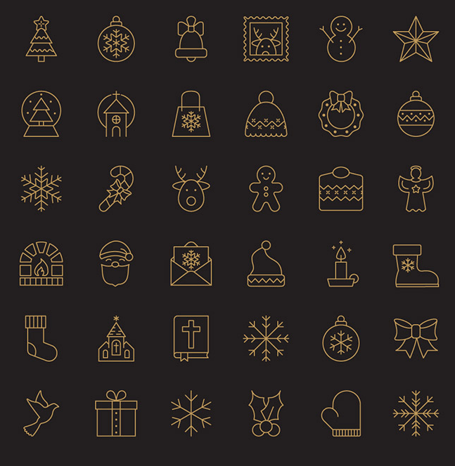 christmas-line-icon-set