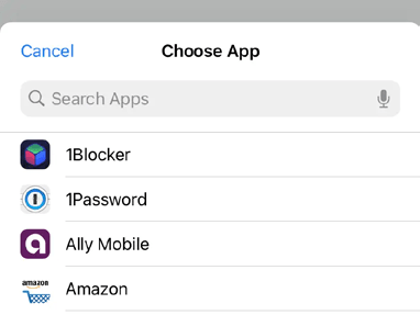 Click Choose to bring up the list of apps