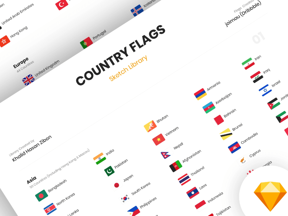 Country Flags Sketch Library