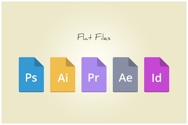 Flat Adobe File Type Icons PSD