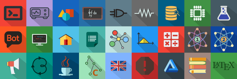 Flat Long Shadow Engineering Icons (PNG & SVG)