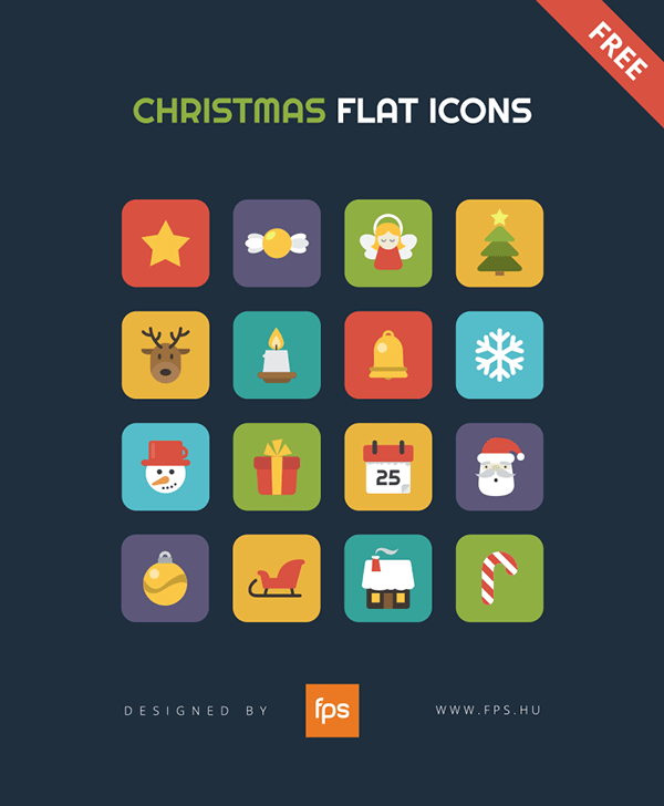 Flat vector Christmas icons for free