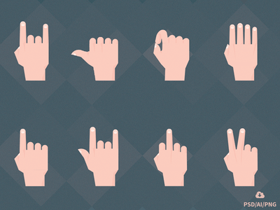 Free Set of Material Design Hand Gestures