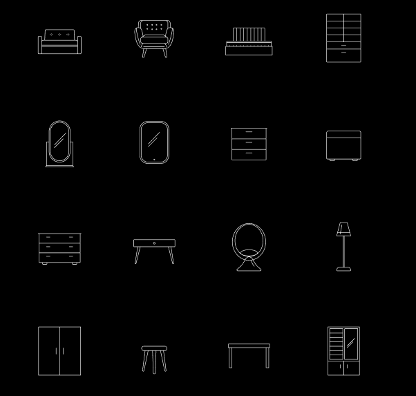Furniture Icons Pack Line Stroke