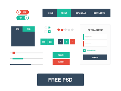 Minimal Flat Styled UI Kit PSD