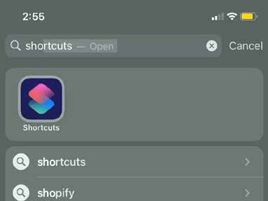 Open the Shortcuts app