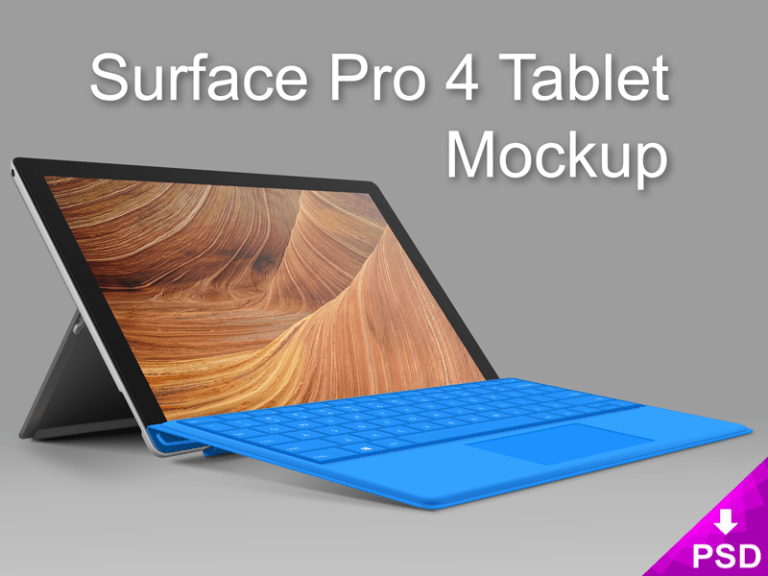 Realistic Surface 4 Pro Tablet PSD Mockup