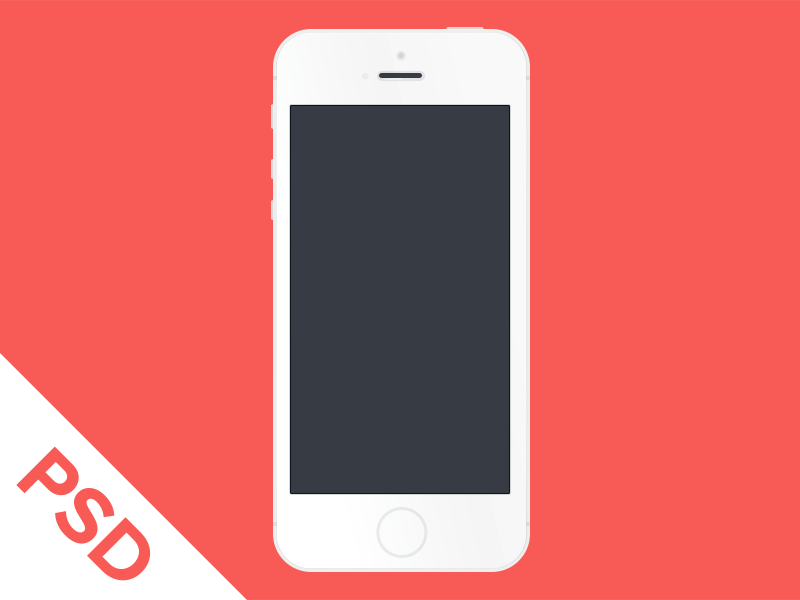 White Flat iPhone 5S Mockup PSD
